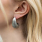 Ribbed Teardrop Earrings - Silver