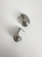 Ribbed Teardrop Earrings - Silver